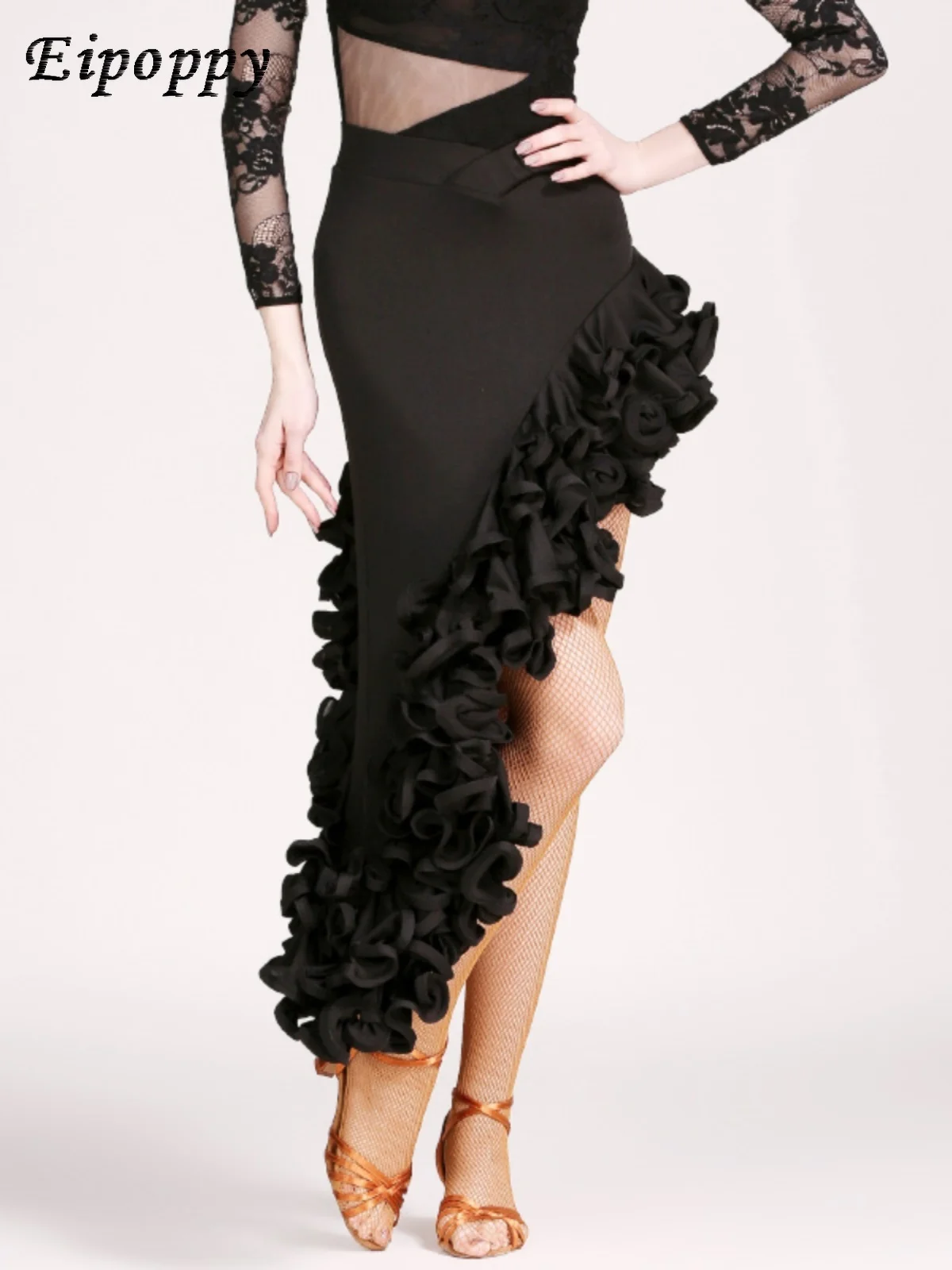 Gonna da ballo latino abbigliamento da ballo quadrato gonna a spirale irregolare con vita a V