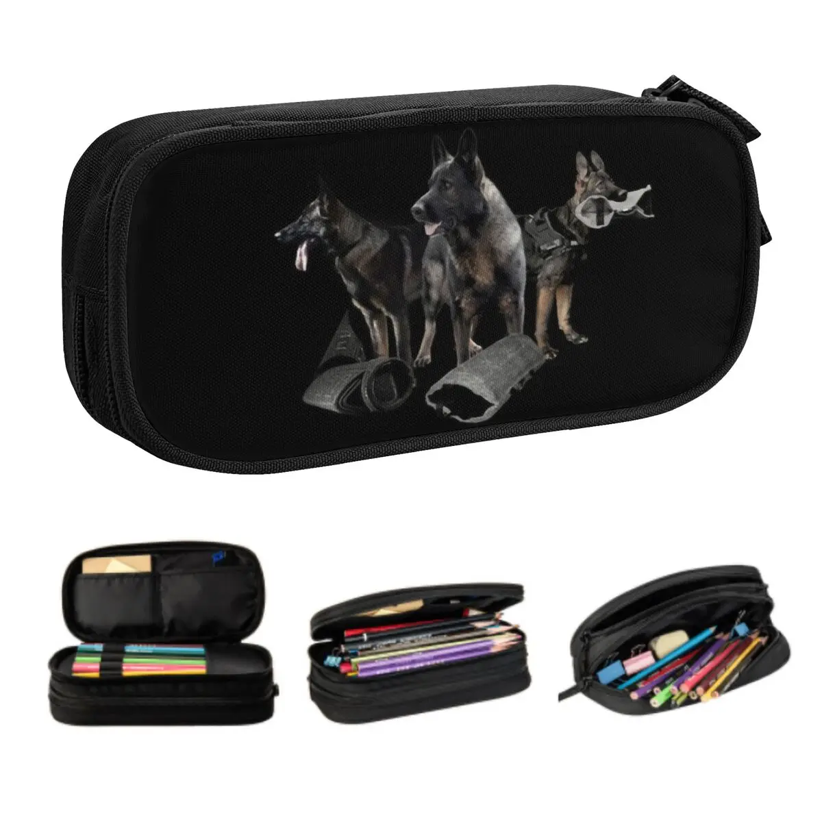 German Shepherd Dog Kawaii Pencil Cases Boys Gilrs Large Storage Alsatians Pencil Bag Pouch Students Stationery