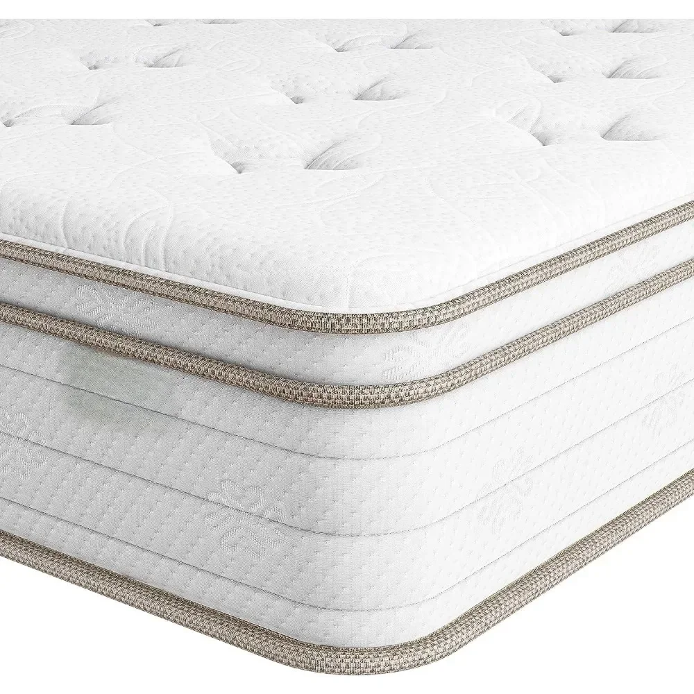 Mattress 12 Inch, Cool Eggshell Memory Foam and 7 Zone Pocket Innerspring Hybrid Mattress in a Box, Pressure Relief & Supportive