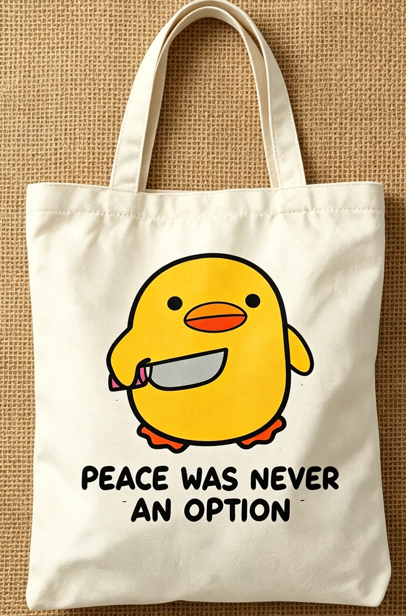 Peace Is Never a Choice Cute Animal Shoulder Bag Interesting Goose Graphic Shopping Bag Large Capacity Is Necessary for Travel