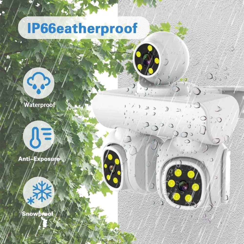 

15MP WiFi PTZ Camera Outdoor Waterproof Three-Lens Bidirectional Audio Automatic Tracking CCTV Video Surveillance Camera ICam365