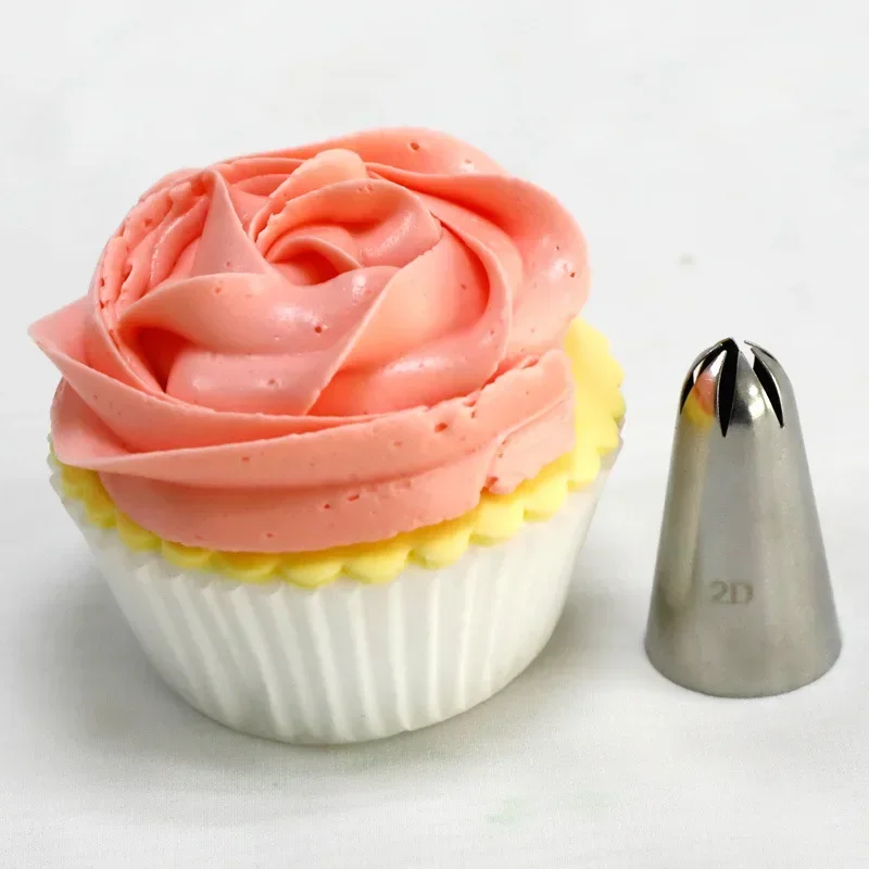 #2D Rose Flower Cream Piping Nozzles Large Size Stainless Steel Cupcake Nozzles Baking Decoration Pastry Tools