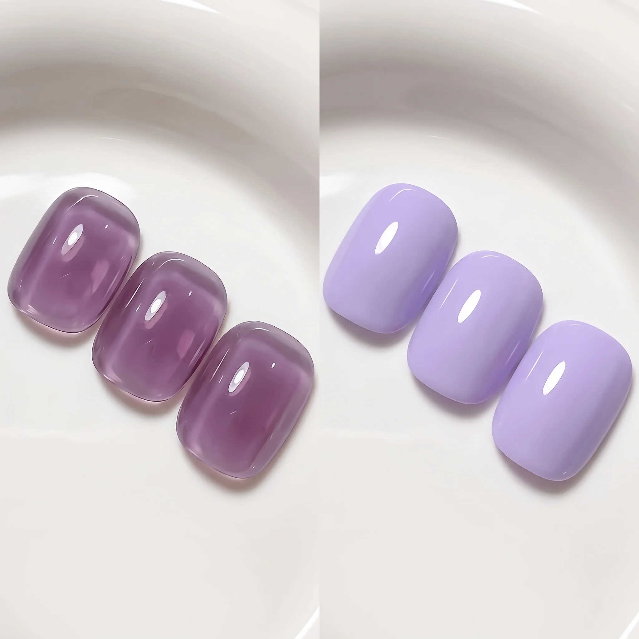 Hassleless 2Pcs Ice Transparent Purple Nail Polish Gel Set, Solid Color + Jelly Ice Transparent Gel Combination, Gentle and Elegant Nail Art, Can Create Single Color, Color Blocking, Gradient, French Style and Many Other Styles, Fashionable and Versatile, Shiny and Lustrous, Women's Nail Art Tool, the First Choice for Nail Art Enthusiasts