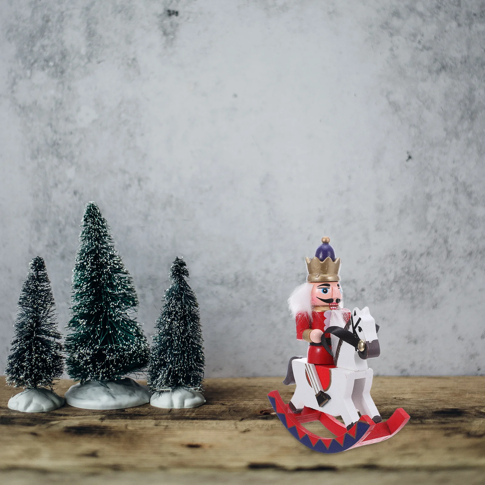 

Miniature Wooden Nutcracker Soldier Rocking Horse Handcarved Xmas Decor Holiday Table Centerpiece Christmas Ornament