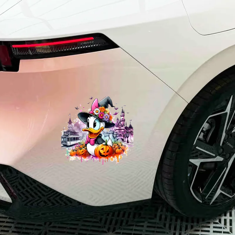 Daisy Spooky Pumpkin Creative Car Sticker Halloween Ornament UV Printing for Electric Car Wheel Eyebrow DIY Holiday Decor view 3