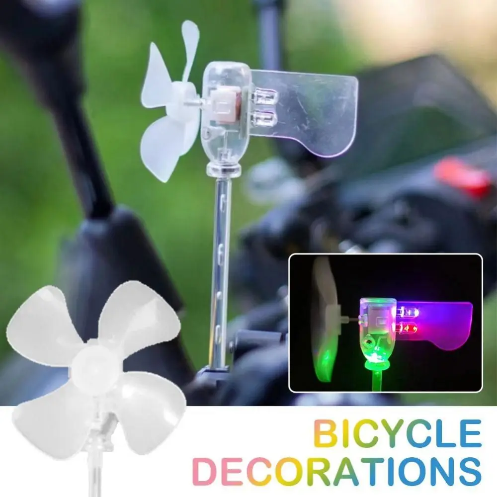 Wind Powered Mini Windmill LED Light Warning Effect Colorful LED Lamp Wind Energy Windmill Decoration Safe Riding Fashion