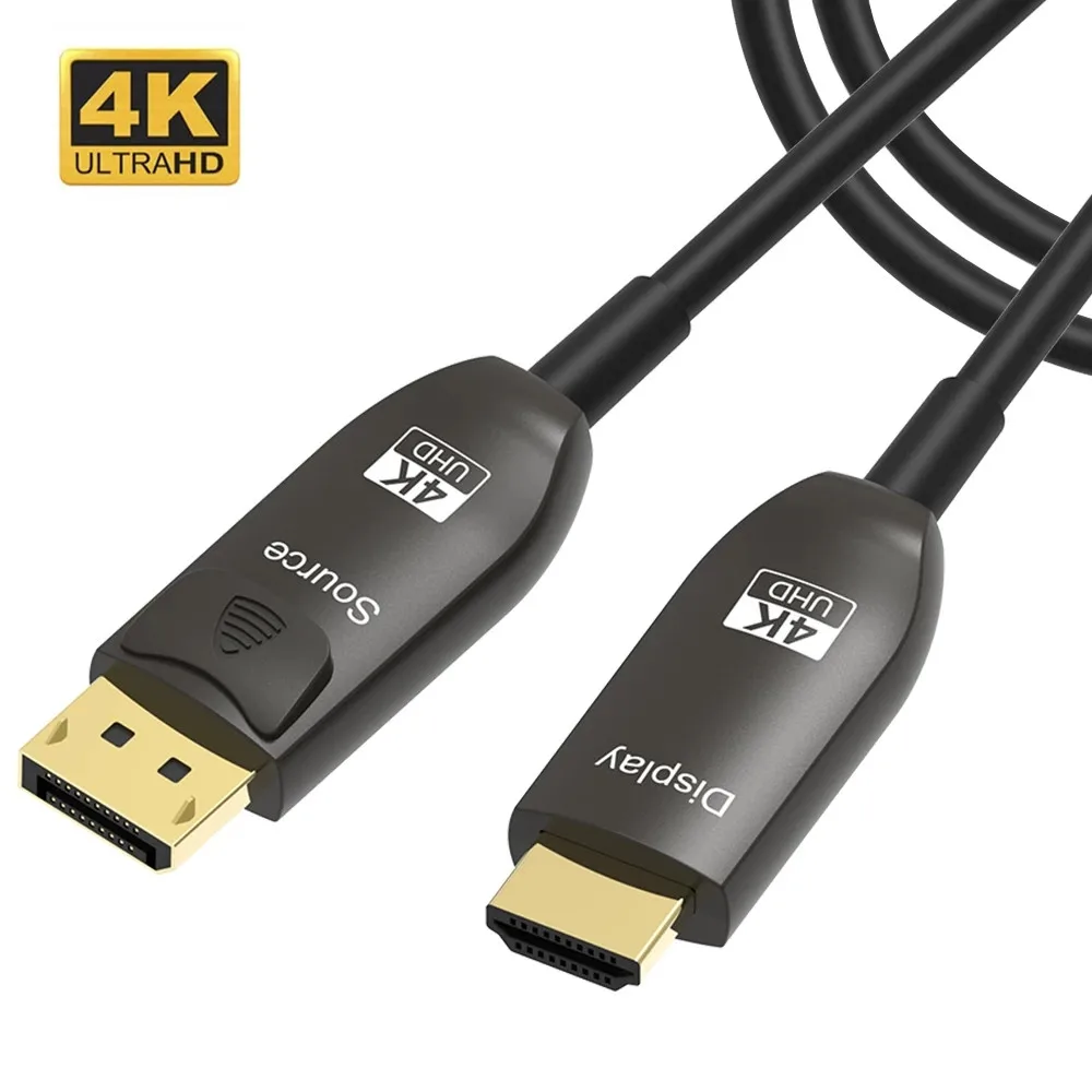 

True color DisplayPort to HDMI-compatible Fiber Optic Cable 3D HDCP HDR Ultra Speed 4K@60Hz Unidirectional DP to HD Optic Cable