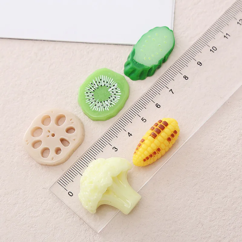 10Pcs Simulation Food Play Vegetable DIY Barrette Icebox Mobile Phone Case Handwork Materials Children Plaything Flat Back Resin