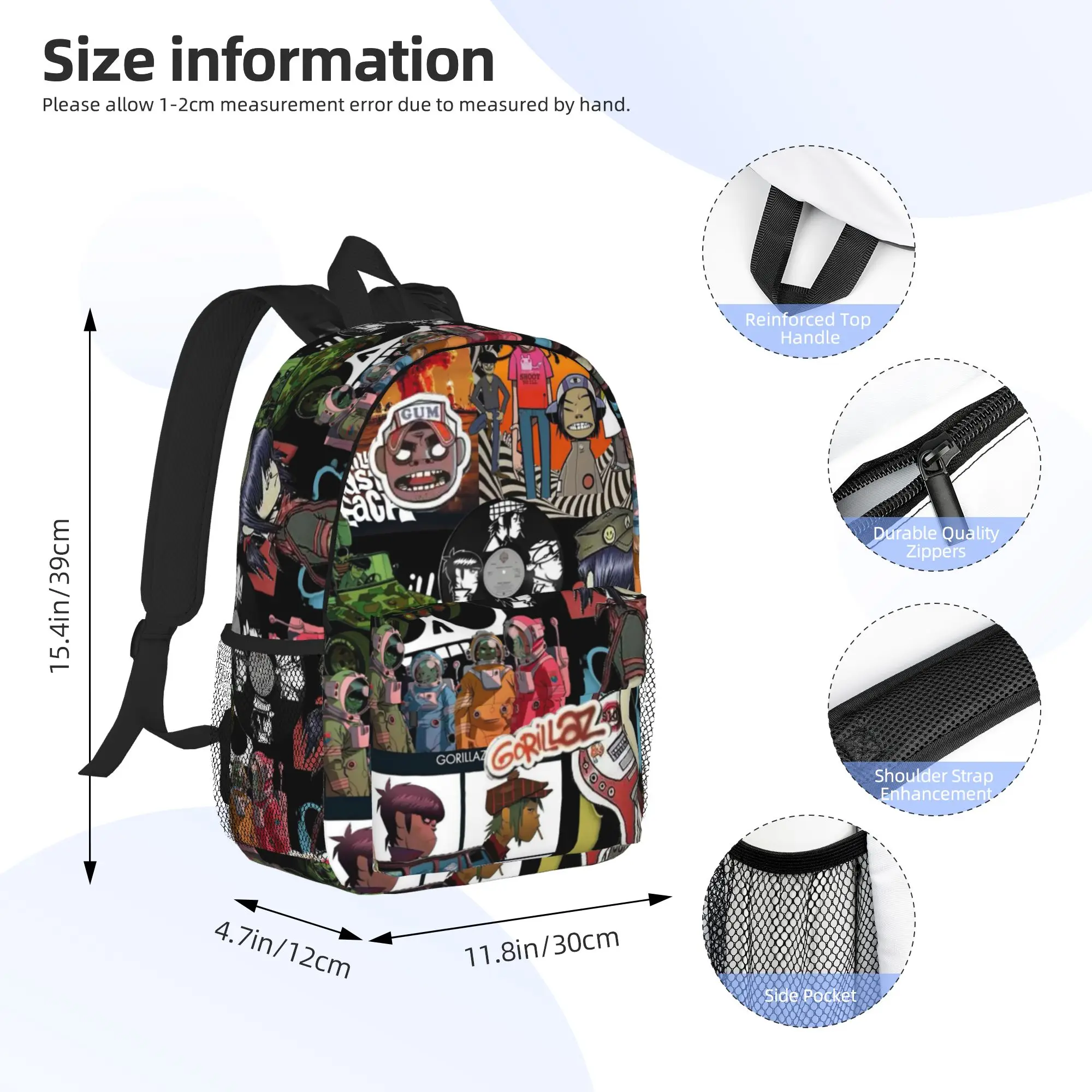 Music Band G-Gorillaz-S  Backpack Hot Sale Daypack Large Capacity Boys Girls BookBag Shoulder Bags for Men Women School Bag