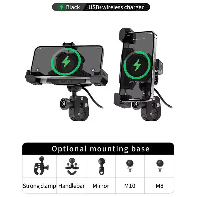 Motorcycle Phone Mount Holder Anti-Shock Phone Holder for Motorcycle Metal Handlebar Clamp Bicycle Bike Phone Holder Mount - view 5