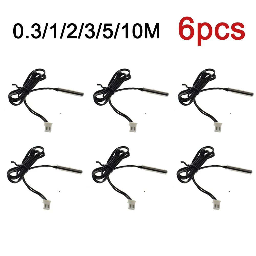 6PCS NTC 10K 1% 3950 Thermosensitive Waterproof Cable Thermistor Accuracy Temperature Sensor Wire Cable Probe 0.3/1/2/3/5/10M