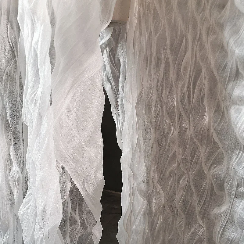 Water Bubble Special Texture Pleated Pressed Fabric Handmade Diy Semi-transparent Clothing Dress Designer Fabrics