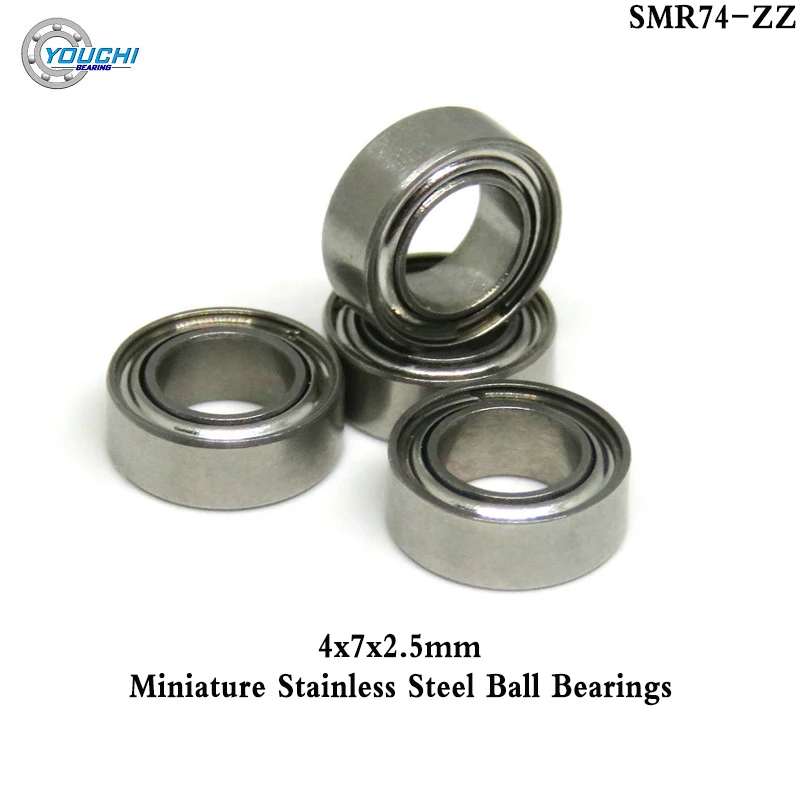 10Pcs 4x7x2.5mm SMR74 ZZ Stainless Steel Bearing SMR74ZZ L740ZZ  Mini RC Model Bearings 4*7*2.5