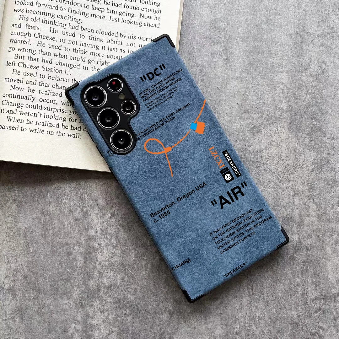 Luxury Sneaker Suede Cowhide Leather Shoes Label Case For Samsung S20 S21 S22 Plus S22 S23 S24 Ultra Anti-fur Cover Lens Protect