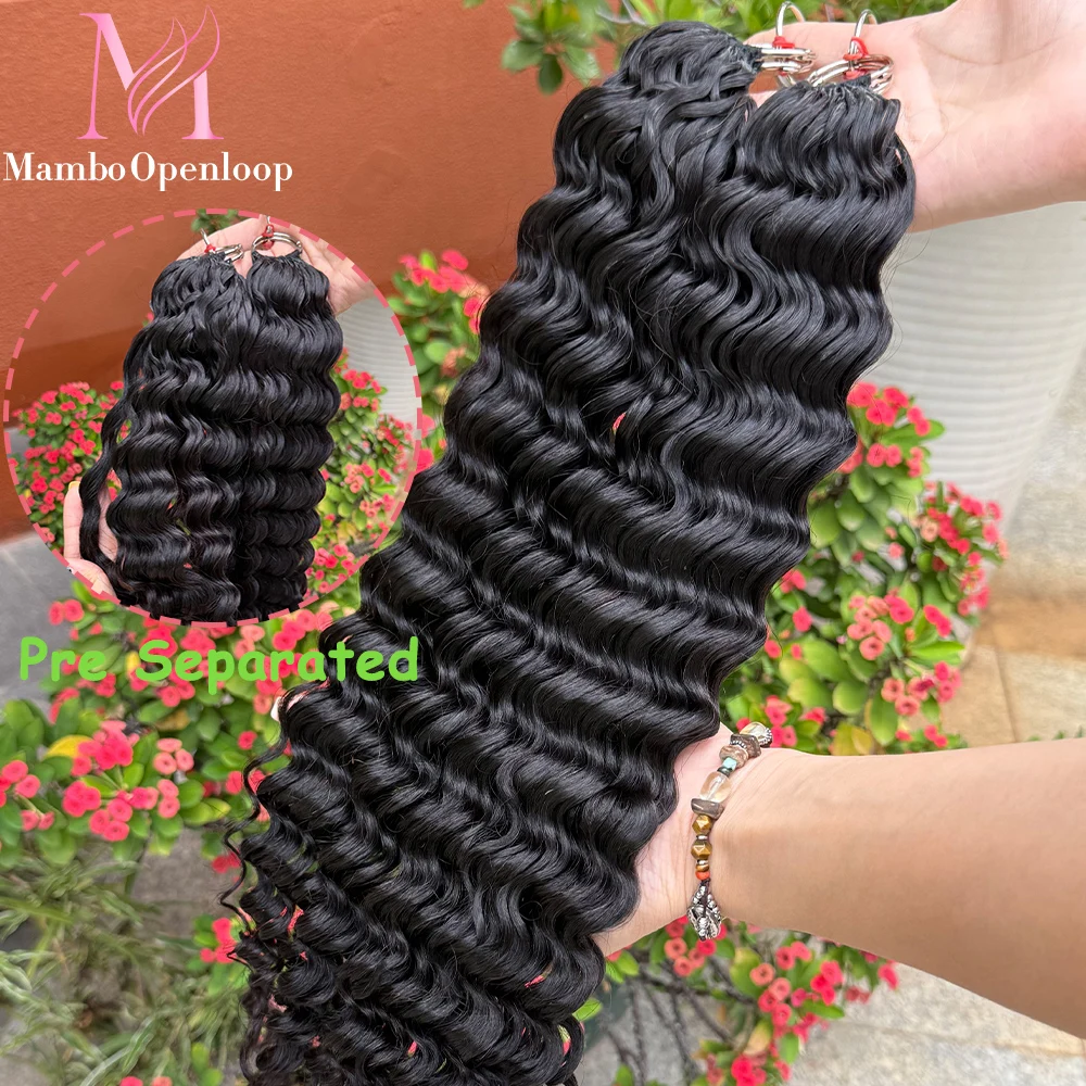 موجة عميقة ريشة الكروشيه الشعر عميق مجعد الشعر للمرأة قبل فصل 100 جرام/حزمة Knotless الكروشيه شعر مستعار بشري #1