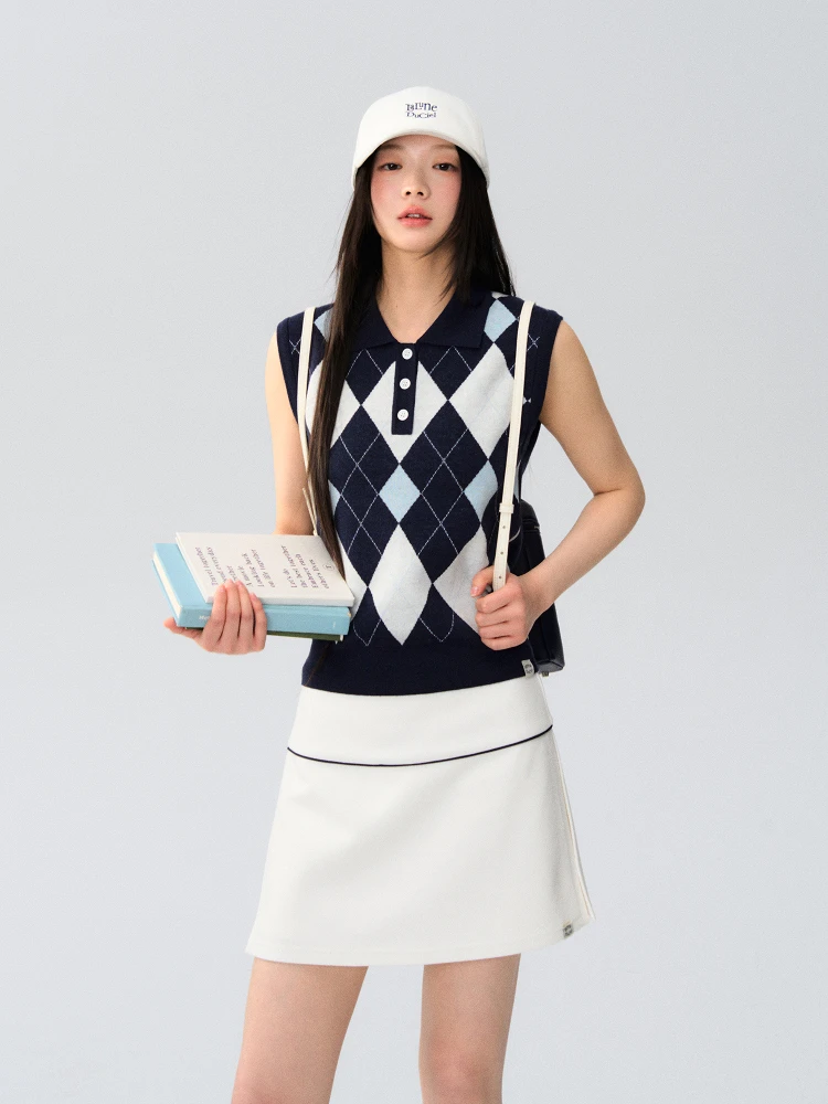 LaluneDuCiel Lässige Strickweste für Damen, Kragen-ID-Muster, Freizeit, vielseitiges Oberteil, Polyesterfaser, normale Passform, Sommer-Se...