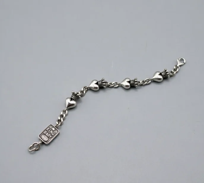 

Nightclub punk s925 sterling silver crown heart casualk-stylefashion women's bracelet trendy all silver harajuku style jewelry