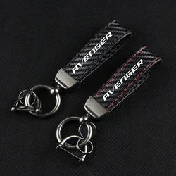 Car Carbon Fiber Leather Rope Car Key Chain Pendant Keyring Horseshoe Buckle for AVENGER CALIBER CARAVAN CHALLENGER Accessories
