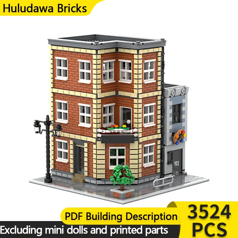 Modelo Street View, ladrillos de construcción MOC, noticias de ciudad y tienda de donuts, tecnología Modular, regalos de vacaciones para niños, juguetes para montar, traje