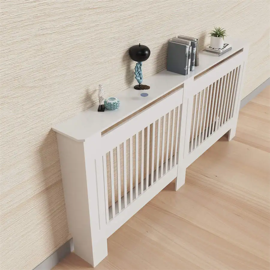 High Radiator Cover Modern Slatted Vertical Radiator Cover MDF Cabinet High Radiators Shelf for Bedroom Living Room Radiators