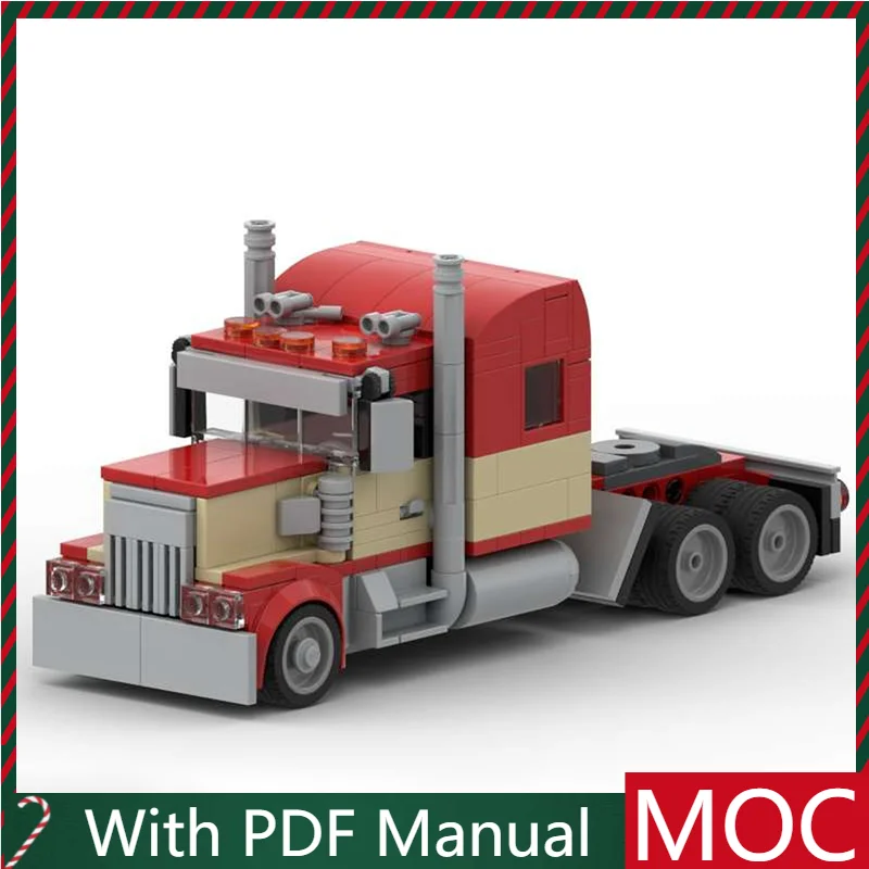 

371 Parts Red Beige Semi Truck Tractor Model Modular Building Blocks Kids Assembly Display Toys Festival Surprise Christmas Gift