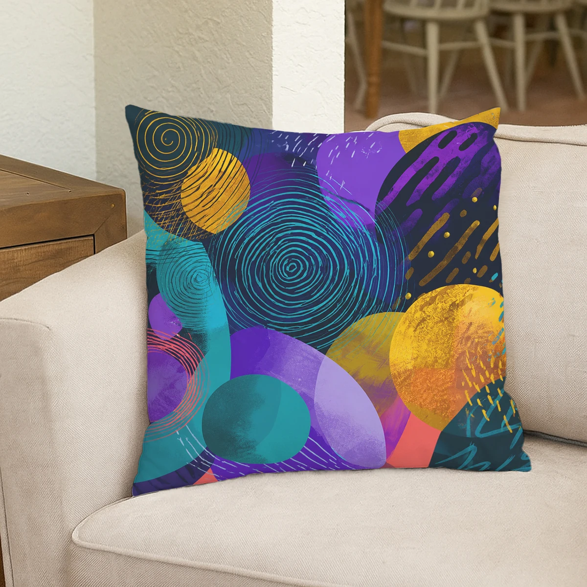 Vibrant Octopus Pattern Polyester Pillow Cover - Ocean Themed Cushion Case for Home Sofa Bedroom Decor, No Insert Included