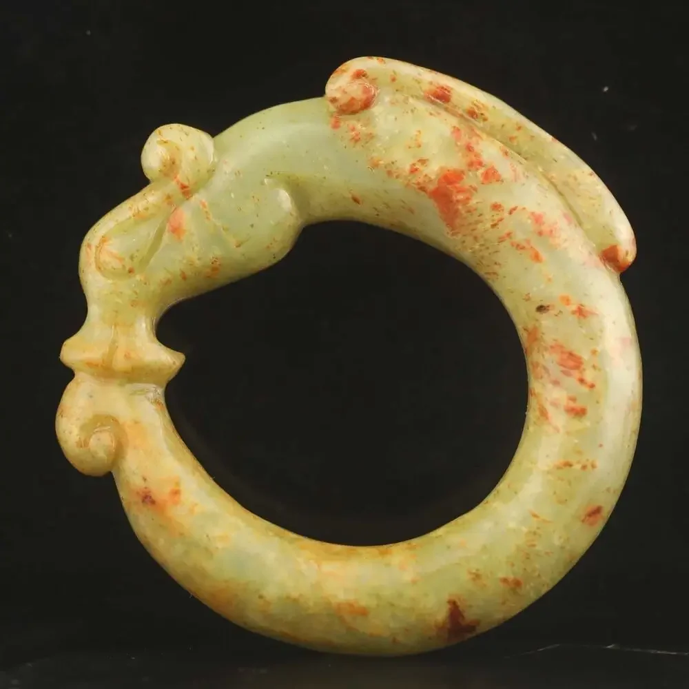 Old natural jade hand-carved statue of dragon hanging  ornament