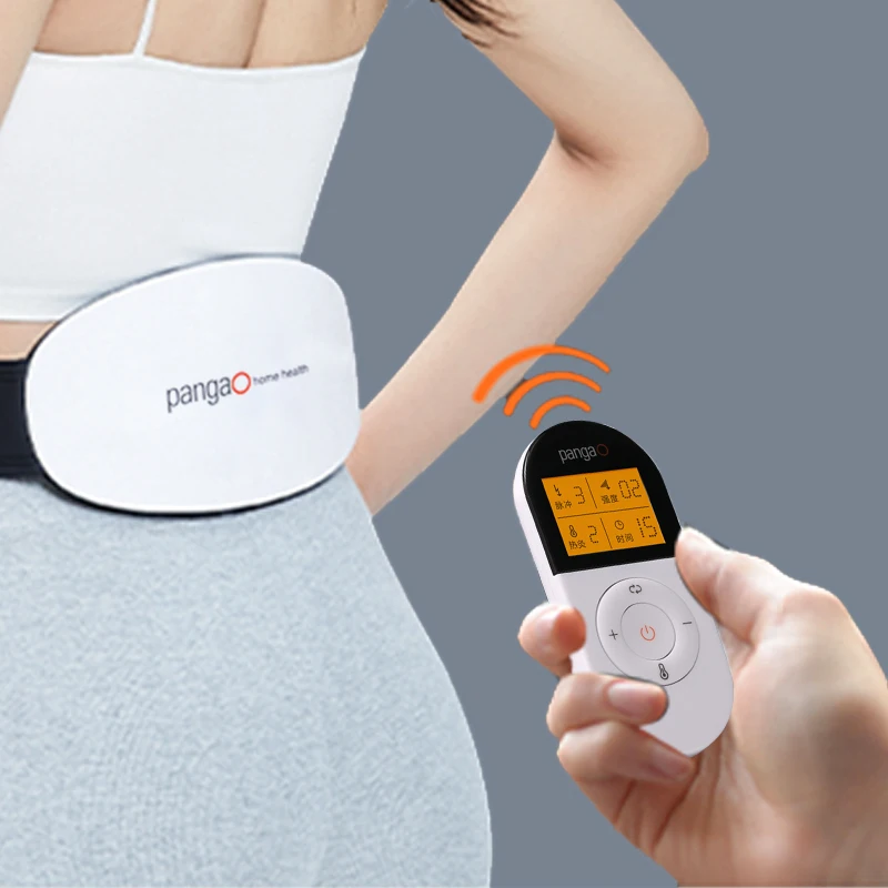 Heated Waist Massager, Rechargeable Wireless EMS Stimulator Belt, TENS Therapy Pad, 230mm Abdomen Massager for Women, 260g