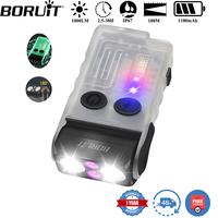 BORUiT V20-1 UV EDC LED Keychain Flashlight Type-C Rechargeable Torch Buzzer Work Light with Magnet Camping Pocket Lantern