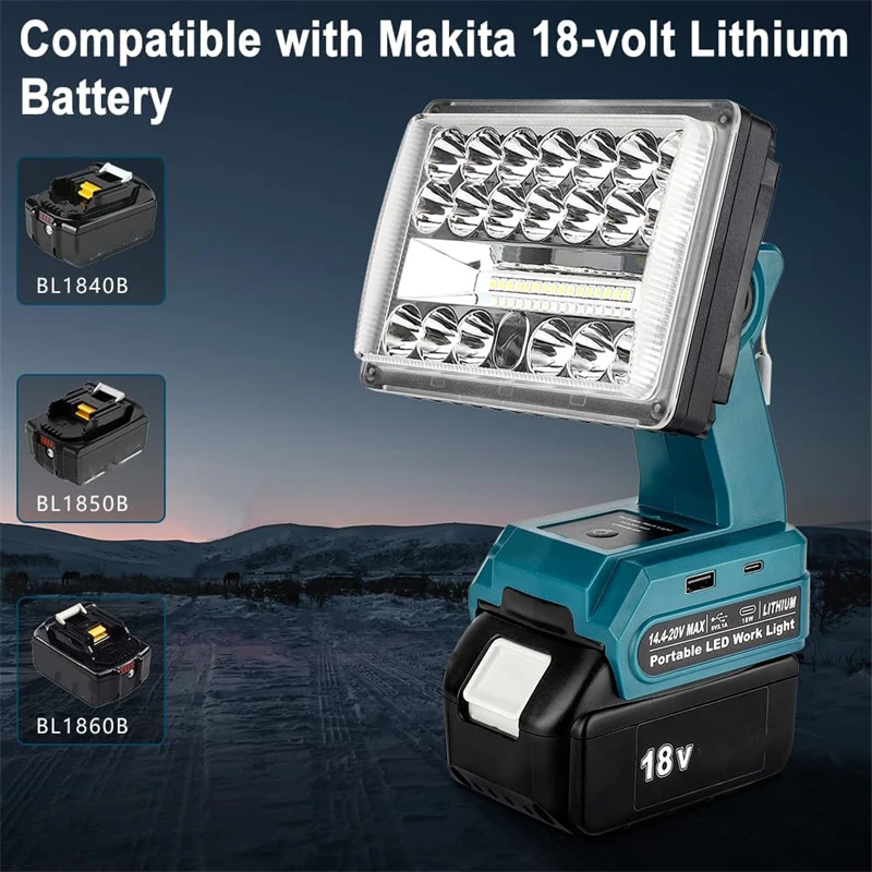 LED Flashlight Outdoors Flood Lamps For Makita/Dewalt/Milwaukee/Bosch/Black&Decker/Ryobi 18V Li-ion Battery Work Light Torch