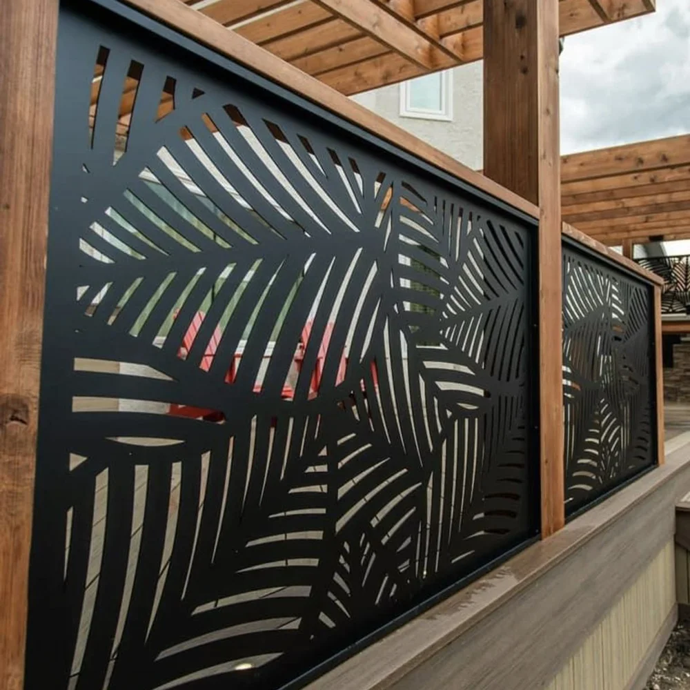 Custom Pattern Aluminum Laser Cut Fence Decorative Metal Privacy Screen Panels Modern Garden Fence for Backyard Patio Area