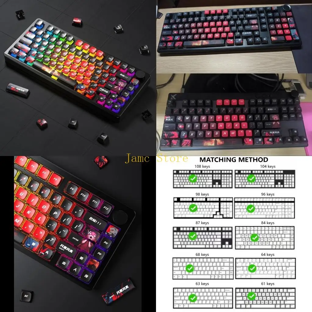 

LX0B 119 Backlit Game Theme Keycaps Comfortable Sublimation Finish Smooth Typing For Mechanical Keyboards