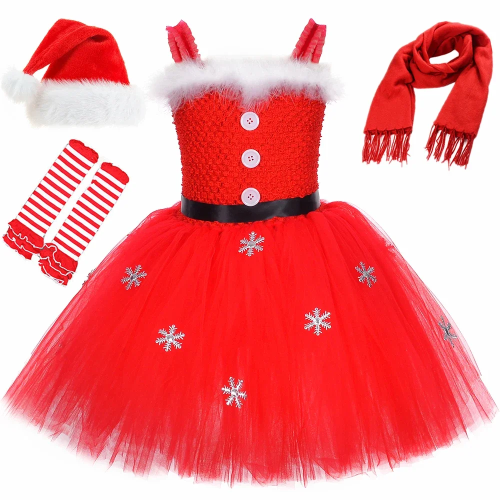 

Santa Claus Costume for Girls Christmas Tutu Dress Toddler Baby Xmas Outfit New Year Party Kids Fancy Dress Children Clothes Set