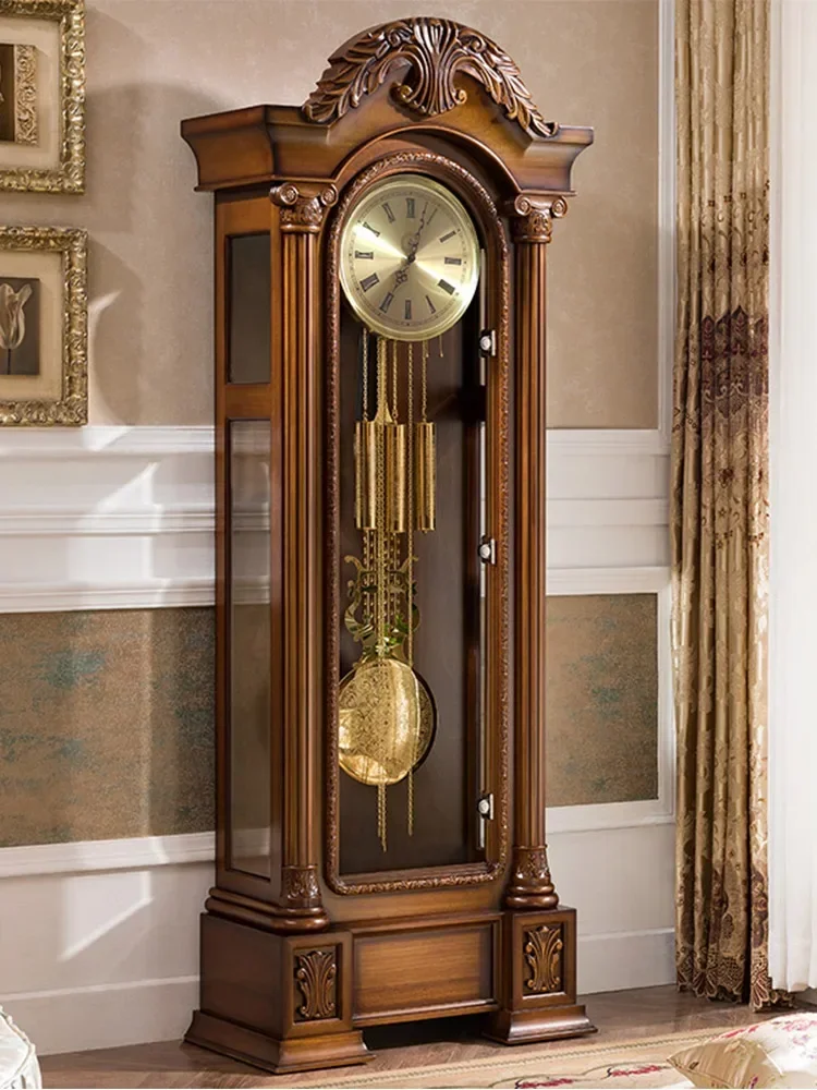 Mechanical floor clock European retro old pendulum clock desktop living room home American clock