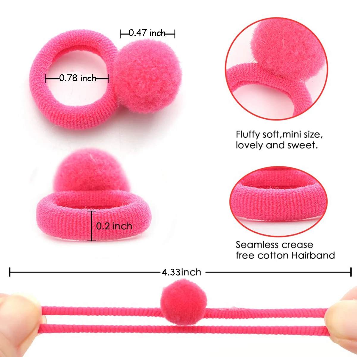 50Pcs Kids Elastic Hair Bands Girls Plush Ball Rubber Band For Children Sweets Scrunchie Hair Ties Clip Baby Hair Accessories