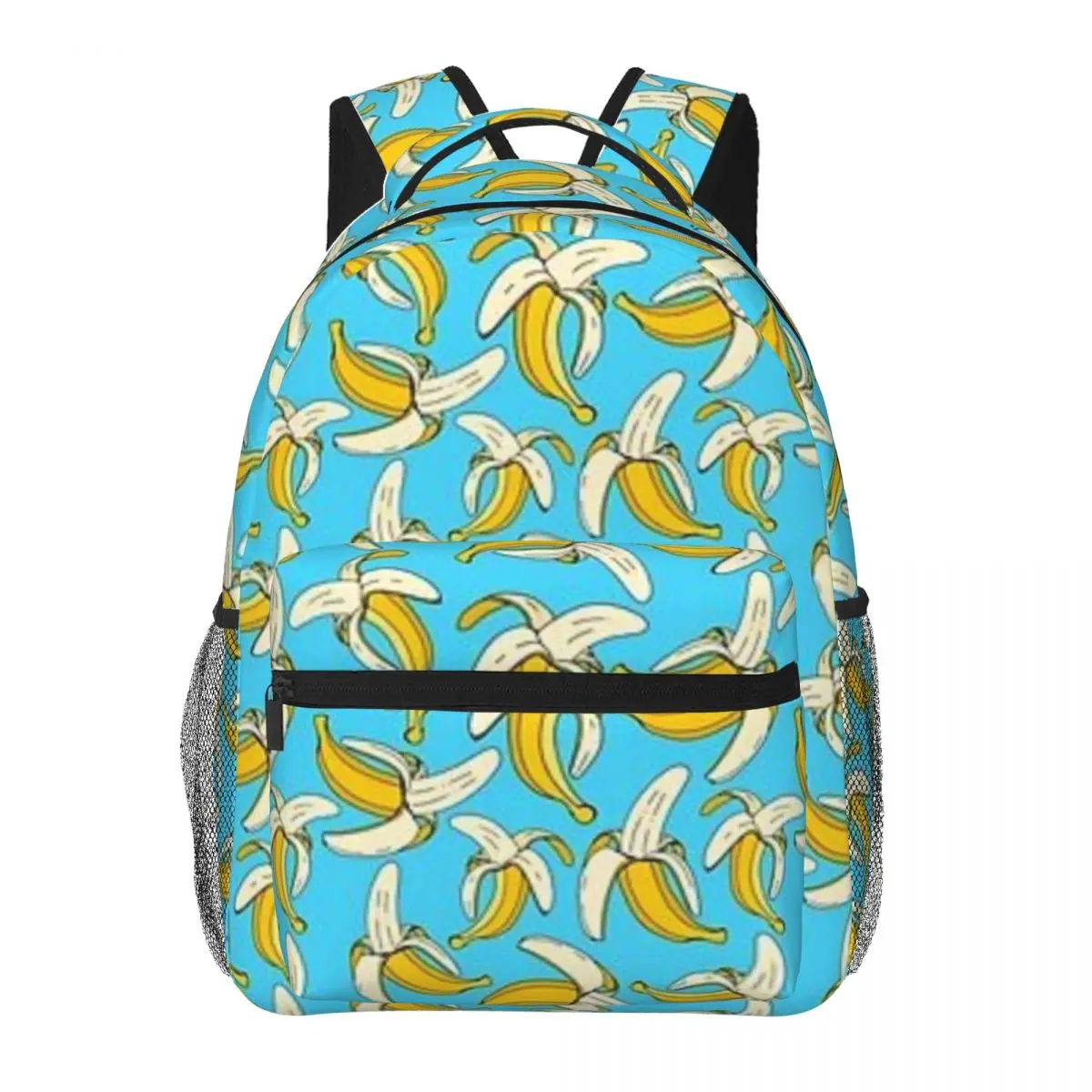 Bananas On Aqua Blue Food Themed Pattern Backpacks Boys Girls Bookbag Casual Children School Bags Laptop Rucksack Shoulder Bag