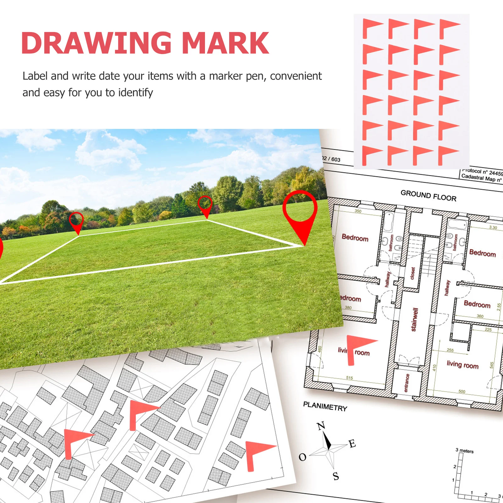 

1pcs Classification Stickers Label Sheets Diy Marking Labels For Home Office Jars Bottles Map Drawing Note Adhesive Flag