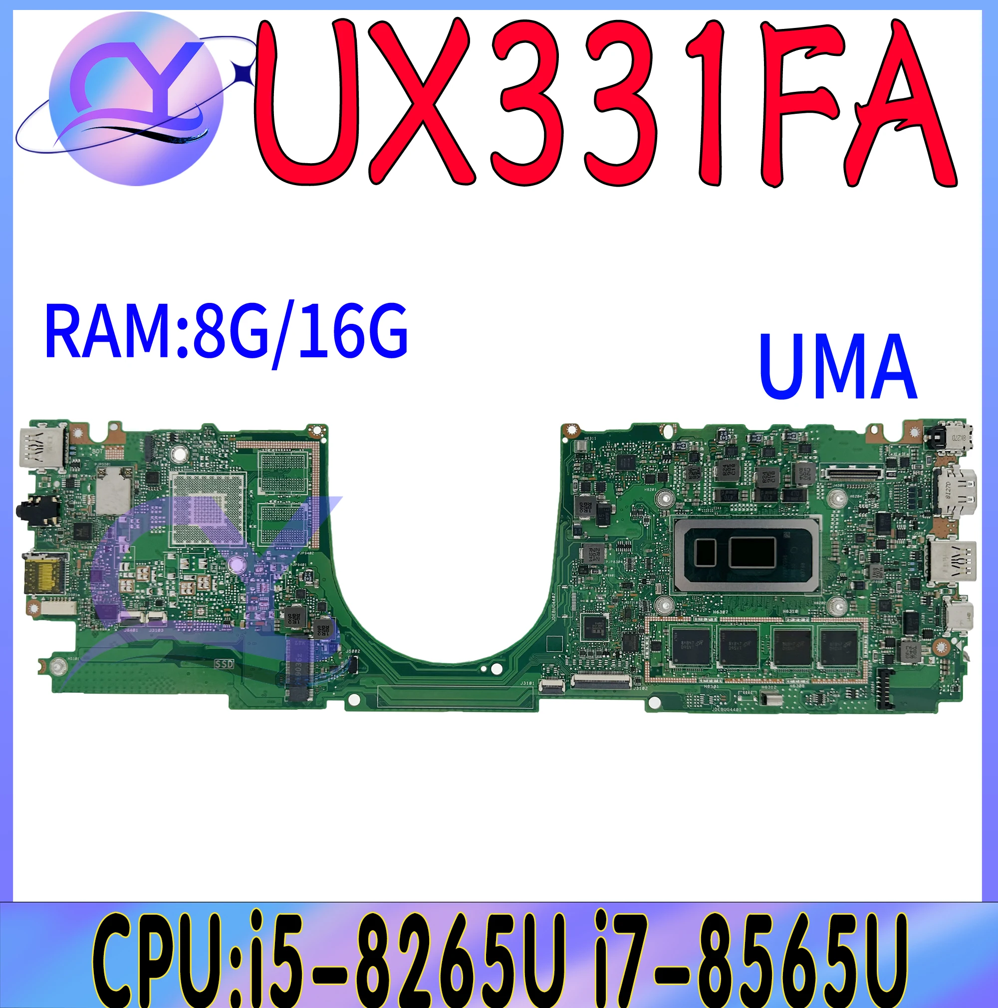 

UX331FA Mainboard For ASUS UX331FAL UX331 UX331FN UX331F Laptop Motherboard With I5-8265U I7-8565U V2G/UMA 8GB-RAM 100% Working