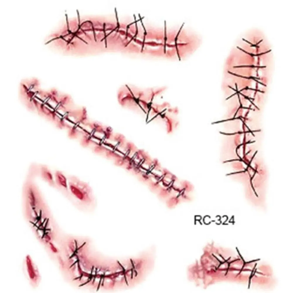 페이스 패치 할로윈 임시 타투 방수 흉터 거미 디자인 타투 스티커 거미 흉터 DIY 실물 같은