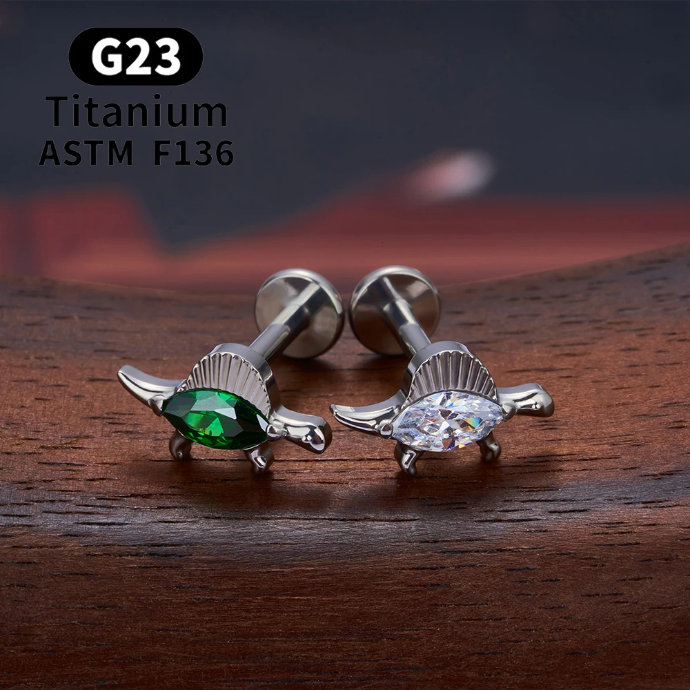 G23 Titanium Ear Studs Piercing Tragus Cartilage Conch Earrings Heart Zircon Internal Thread 16G Labret Lip Ring Body Jewelry