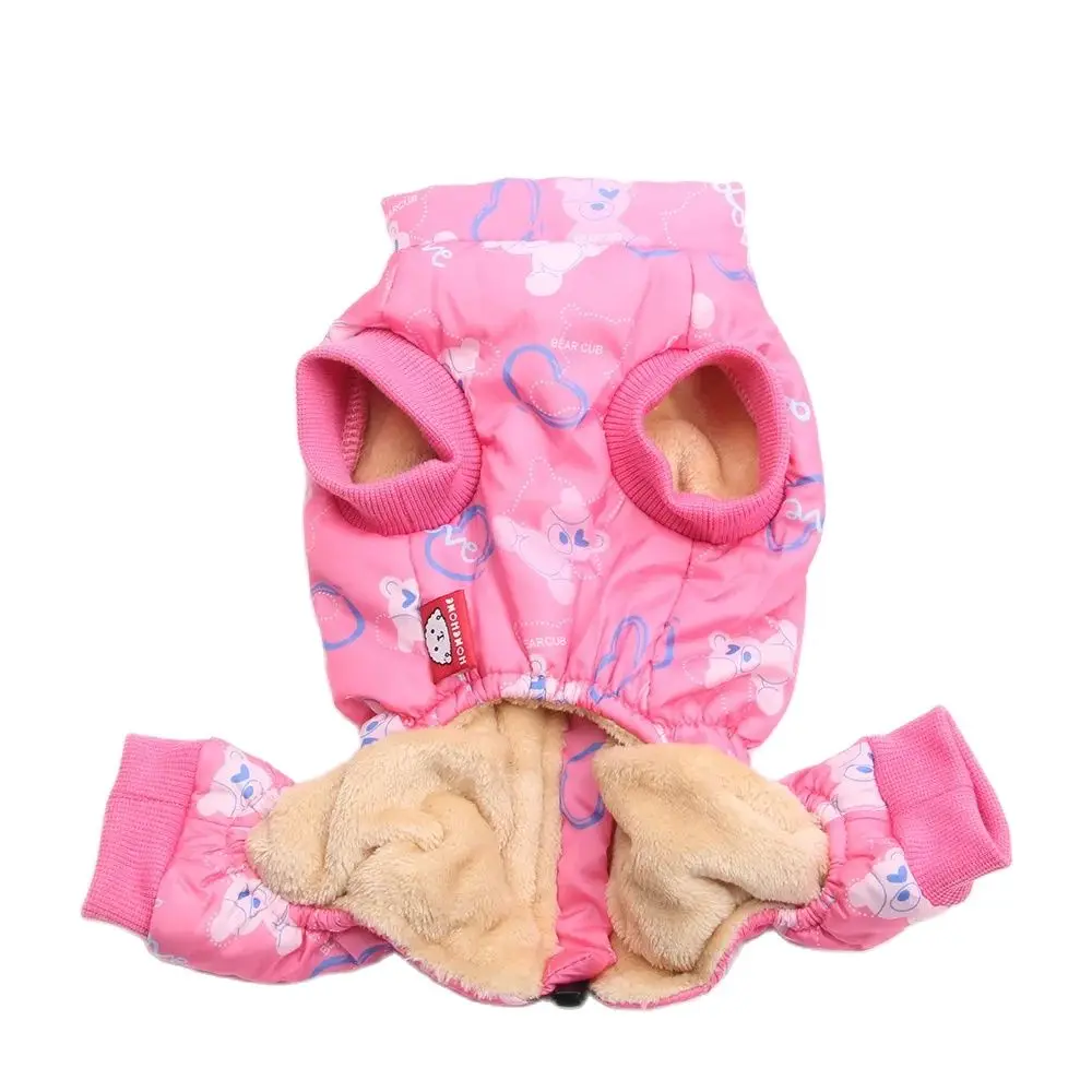 Dog Cat Warm Jumpsuit Hoodie Windbreak Apparel Bear& Zipper Design Pet Winter Coat Jacket Outfit