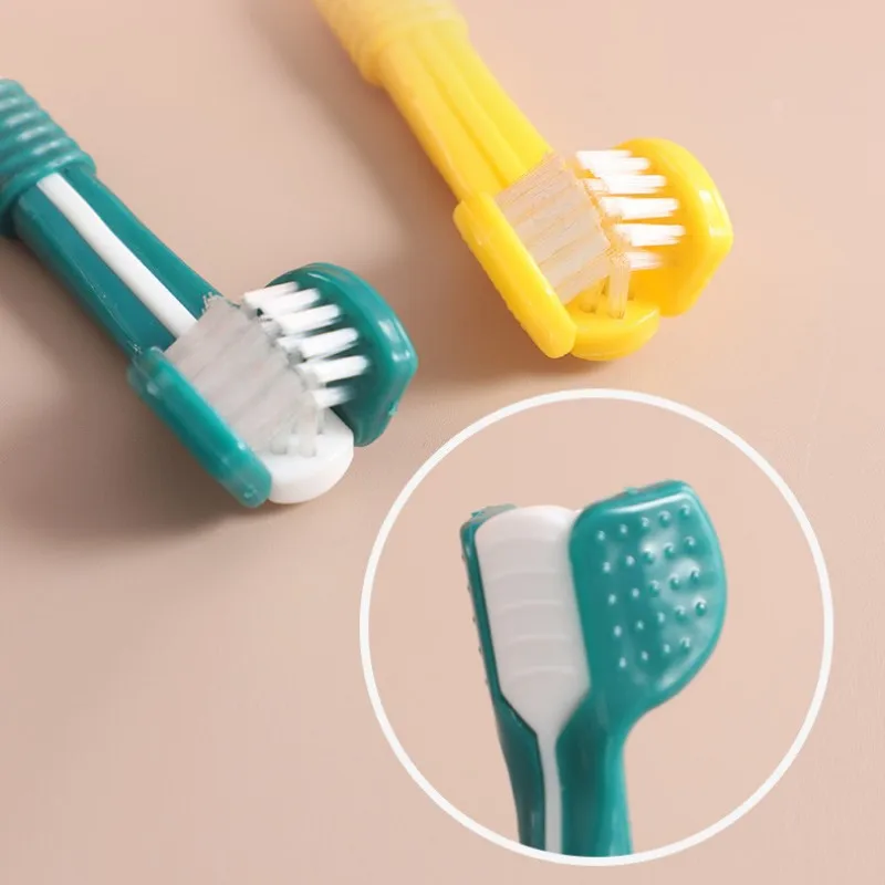 Dog Toothbrush Three Sided Pet Toothbrush Dog Teeth Cleaning Soft Hair Teeth Brush for Dogs Cat Mouth Cleaning Pet Products