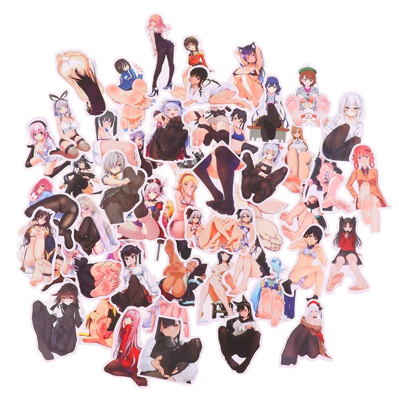 50PCS Anime Sexy Pinup Hentai Waifu Sexy Foot Girl Stickers Waterproof Stickers Laptop Phone Case Guitar Skateboard Vinyl Decal