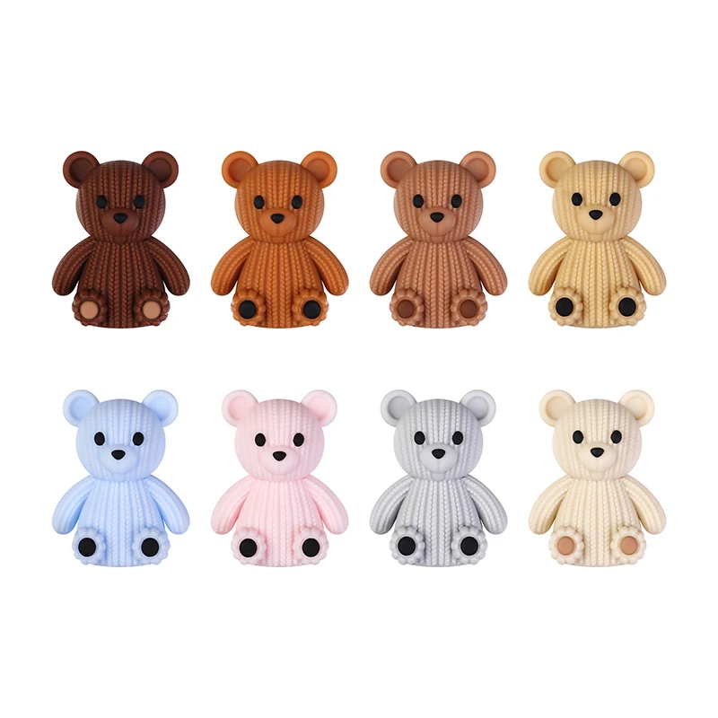 5pcs cartoon cute bear 3D Focal Beads for DIY bracelet necklace anklet phone keychain bookmark pen Accessories