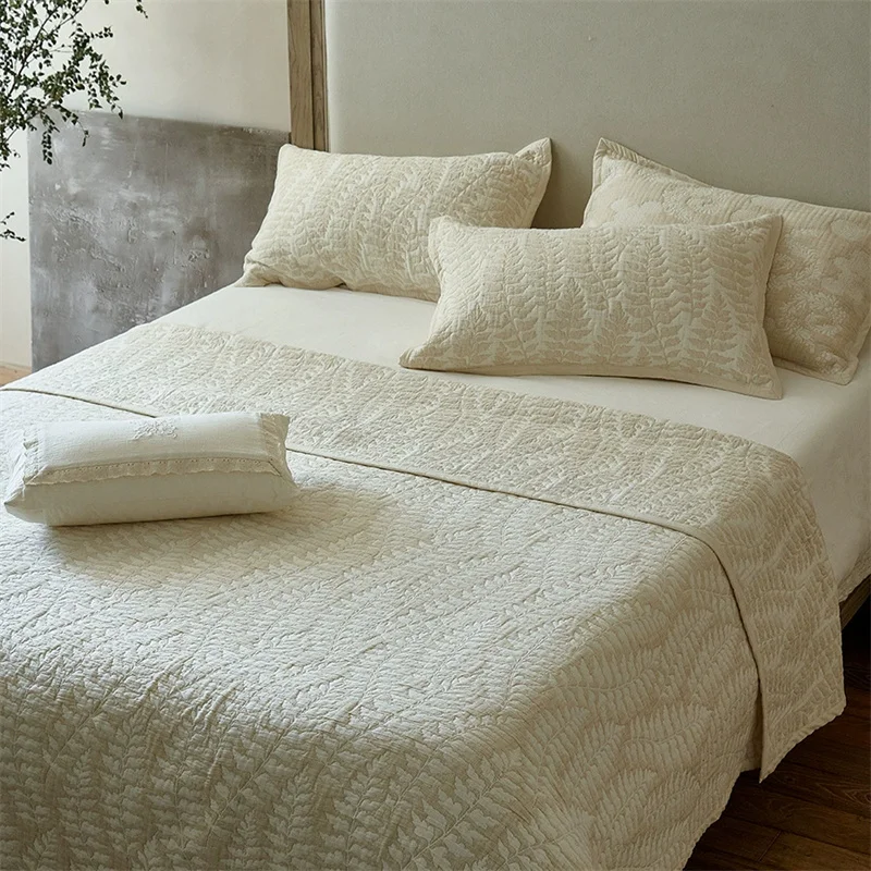 

Natural Cotton Linen Quilt Set 3 Piece Reversible Lightweight Bedspread on The Bed Coverlet Non-Slip Summer Blanket Bed Cover