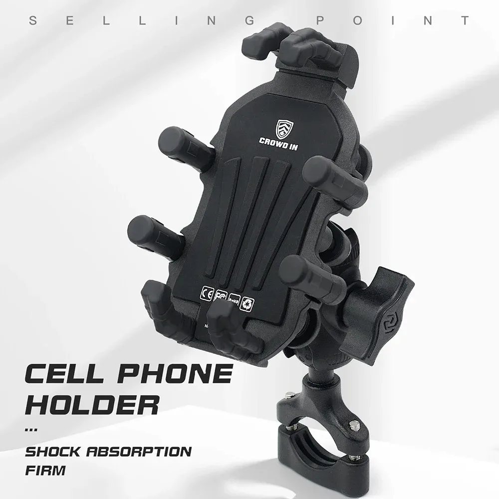 Aluminum Alloy Motorcycle Phone Holder Shock Absorbing Bracket Handlebar Mount Stand for Mountain Bike Fit Samsung iPhone All