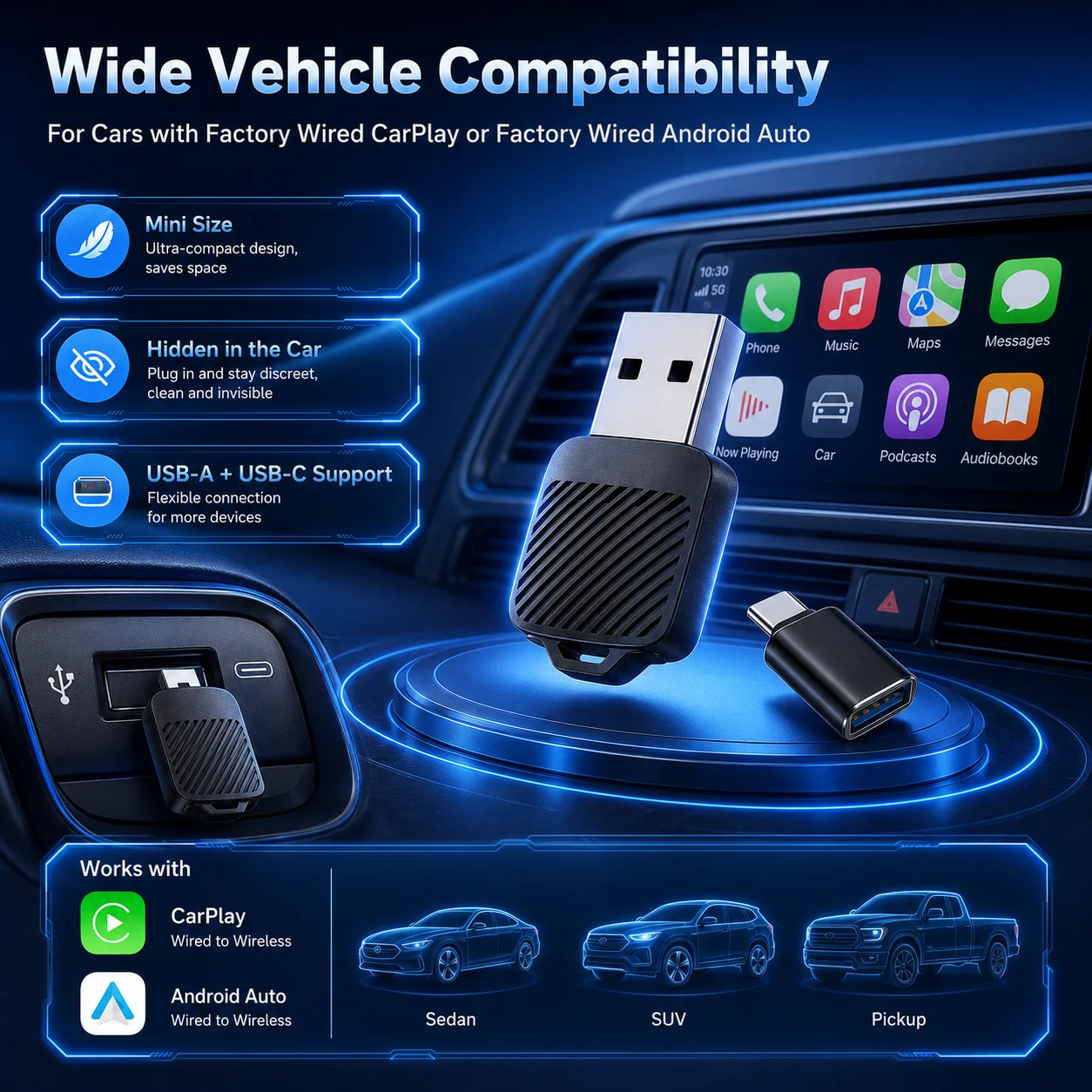 2027 Mini Wireless CarPlay Ada - Usb Hub recension och pris