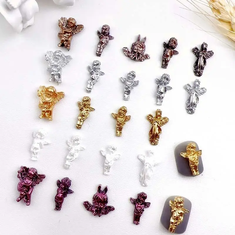 Mixed Resin Baroque Style Angel Statue Nail Art Charms 3D Retro Little Angel Relief Nail Art Decorations Manicure DIY Supplies