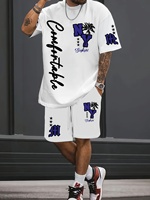 2025 Summer New Men's Set 3D Digital Printed Casual Two Piece Outdoor City Street Polyester Fiber Comfortable, Soft, Breathable,