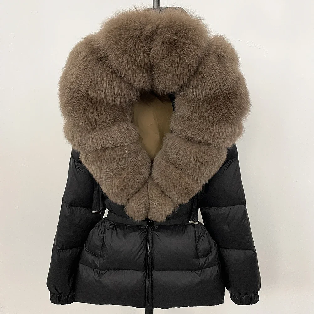 OFTBUY manteau de fourrure véritable vêtements d'hiver veste bouffante femmes fourrure de renard à capuche chaud 90% duvet de canard blanc femme Parkas imperméable